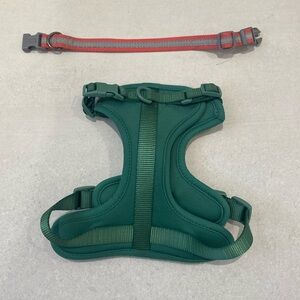 Small dog green Wild One harness & Reflective collar